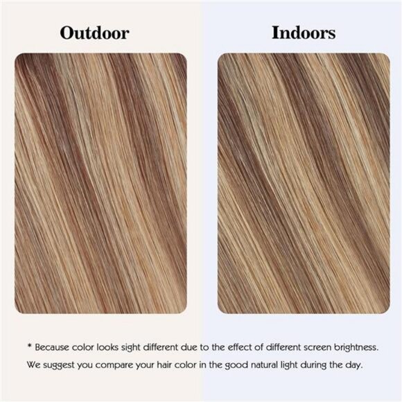 Fish Line Hair Extensions, Chestnut Brown w/Dark Blonde Highlights 22 Inch 100 G - Picture 6 of 7